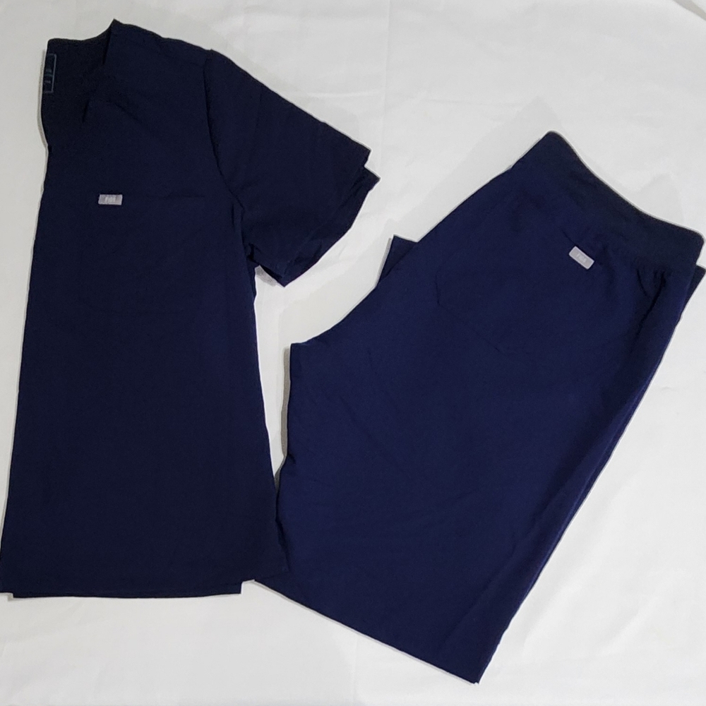 Figs Women Navy Scrub Top and Pants Set
